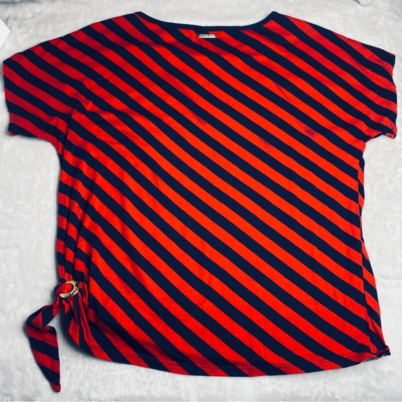 Michael Kors Red and Navy Striped Shirt Women’s Size Large - Picture 6 of 6